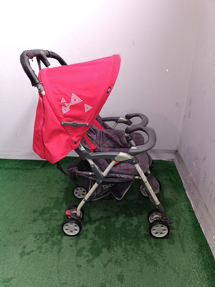 Kırmızı İkiz Bebek Arabası Temiz Sağlamdır Kargo Var - Görsel 2