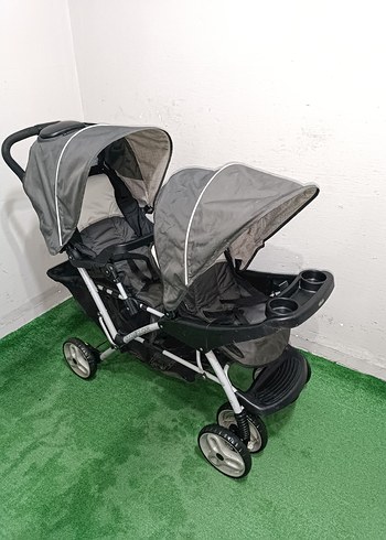 Gri Çiftli Bebek Arabası Temiz Sağlamdır Kargo Var - Görsel 2