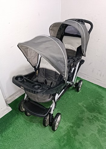 Gri Çiftli Bebek Arabası Temiz Sağlamdır Kargo Var - Görsel 5