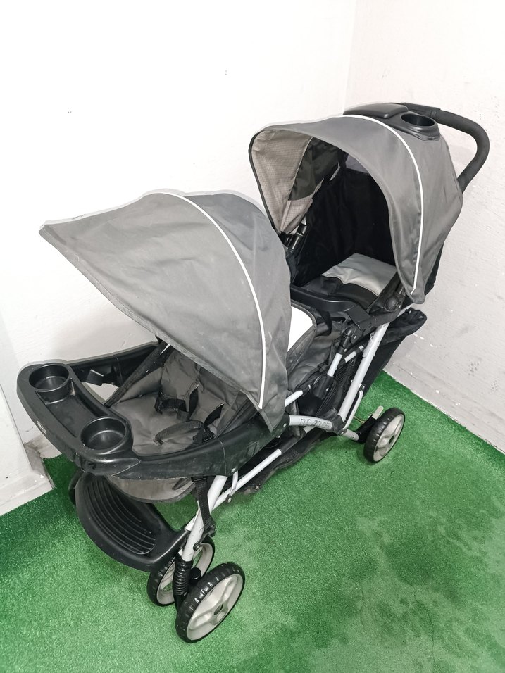 Gri Çiftli Bebek Arabası Temiz Sağlamdır Kargo Var - Görsel 4