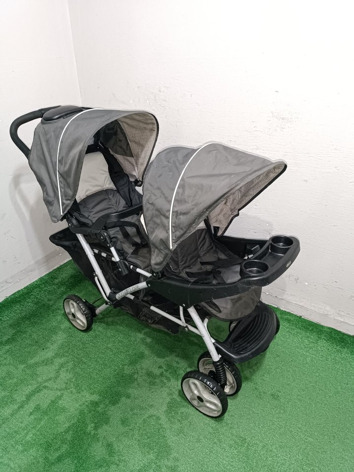 Gri Çiftli Bebek Arabası Temiz Sağlamdır Kargo Var - Görsel 2