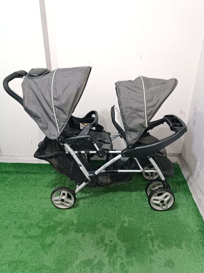 Gri Çiftli Bebek Arabası Temiz Sağlamdır Kargo Var - Görsel 3