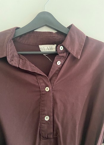 Blah Bordo Drapeli Kadın Gömlek - Görsel 4