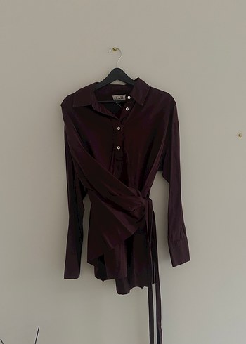 Blah Bordo Drapeli Kadın Gömlek - Görsel 2