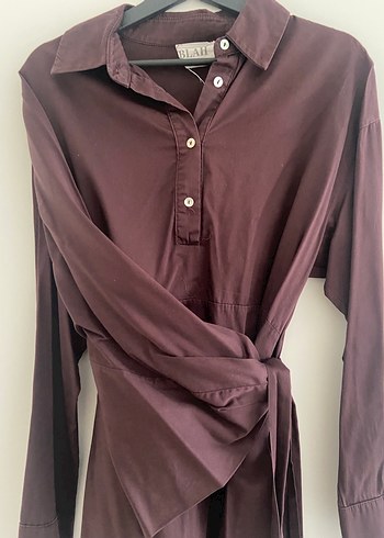 Blah Bordo Drapeli Kadın Gömlek - Görsel 3