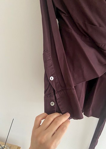Blah Bordo Drapeli Kadın Gömlek - Görsel 5