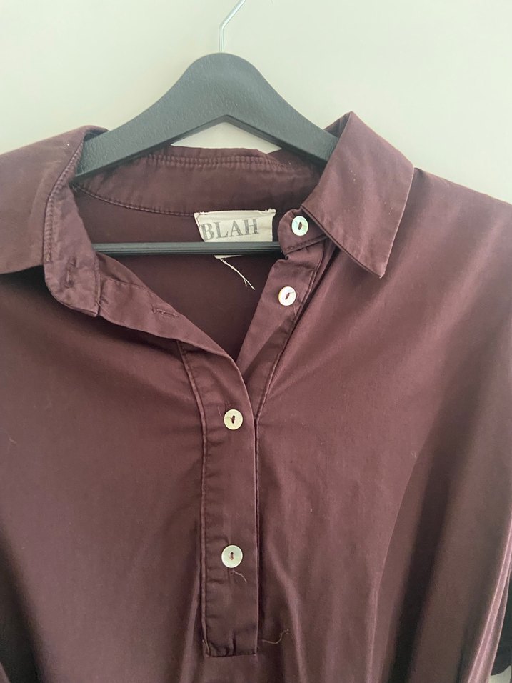 Blah Bordo Drapeli Kadın Gömlek - Görsel 4