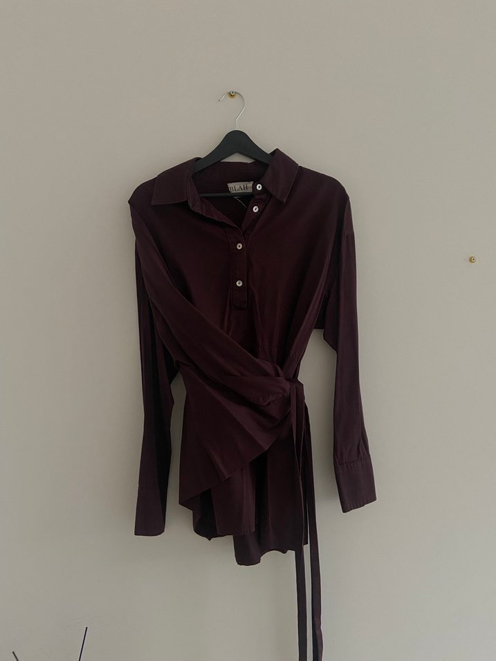 Blah Bordo Drapeli Kadın Gömlek - Görsel 2