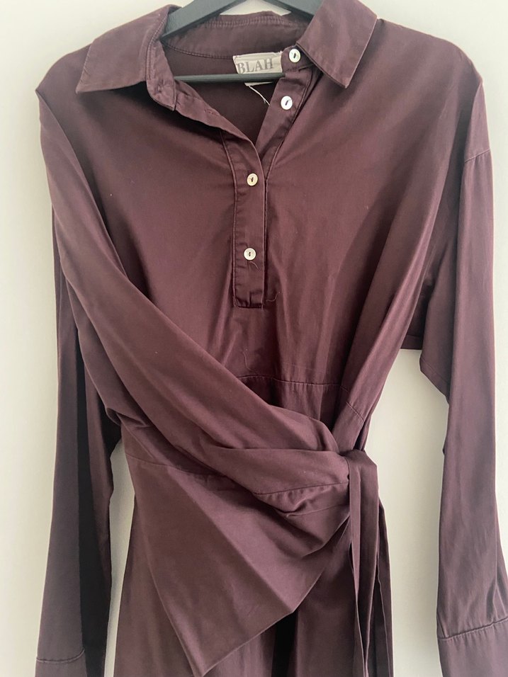 Blah Bordo Drapeli Kadın Gömlek - Görsel 3