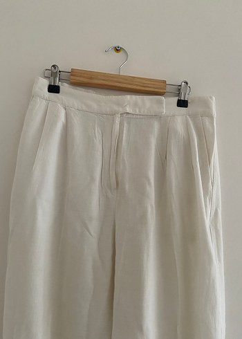 Suud Beyaz Keten Pantolon - Görsel 2