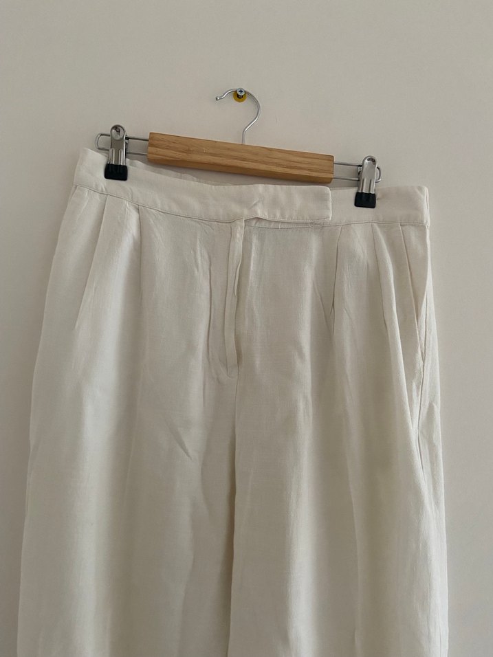 Suud Beyaz Keten Pantolon - Görsel 2