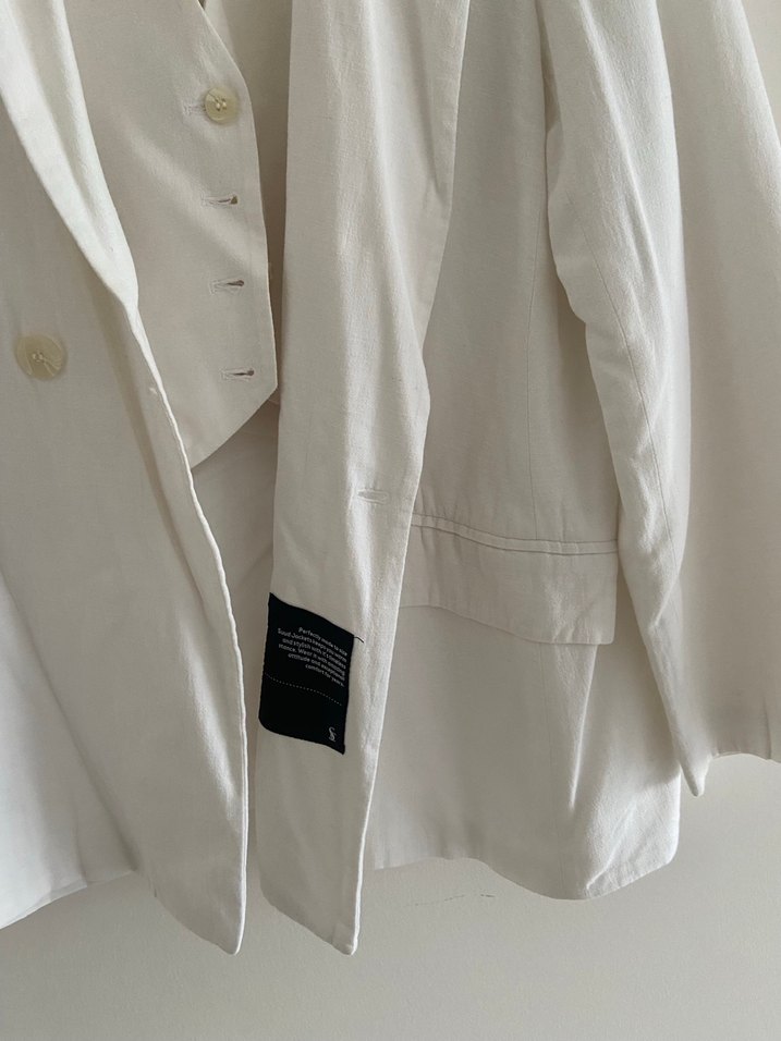 Suud beyaz keten blazer ve yelek - Görsel 5