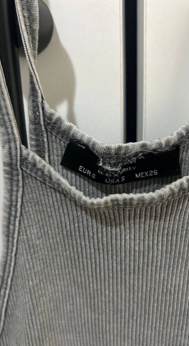 Gri Kolsuz Midi Keten Elbise - Görsel 3