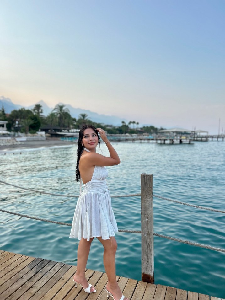 Havoş Ekru Straplez Mini Elbise - Görsel 3