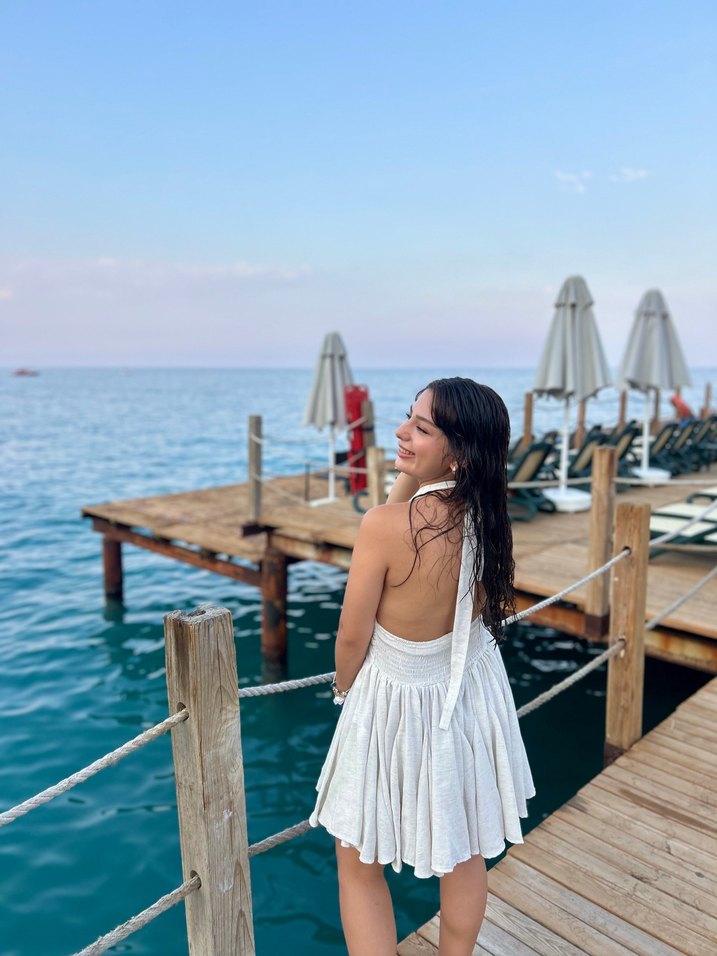 Havoş Ekru Straplez Mini Elbise - Görsel 2