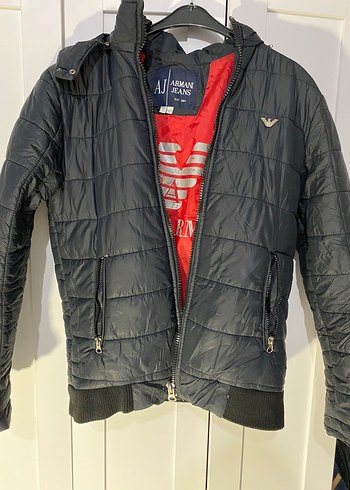 Armani Jeans Siyah Kapusonlu Sisme Ceket