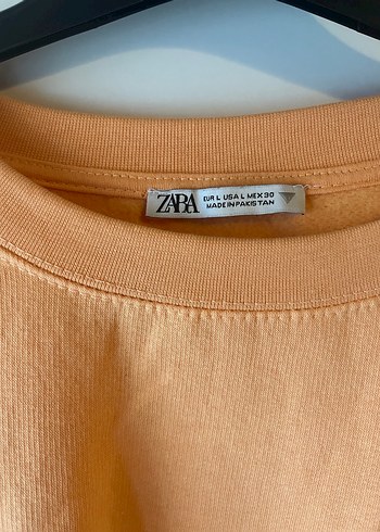 Zara Zara Pastel turuncu Kadın Sweatshirt, Uzun Kollu, Salaş