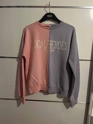 İki blok renk lila ve pembe sweat-shirt