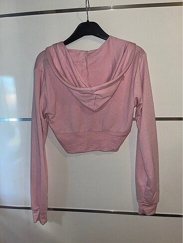 s Beden pembe Renk Pretty Little Thing Pembe Crop Kapüşonlu ceket
