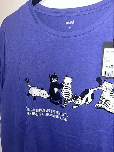 Mavi Jeans Mavi kedi baskılı t-shirt