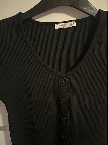Stradivarius Stradivarius fitilli siyah t-shirt