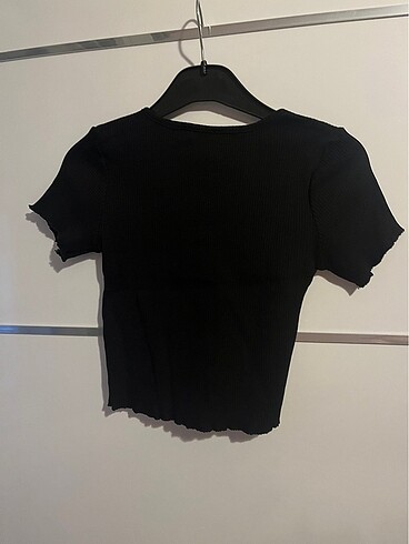 m Beden Stradivarius fitilli siyah t-shirt