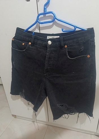 mango marka kadın Siyah Mini Bol Kesim Denim Şort