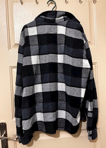 Gri Ekose Desenli Rahat Kadın Gömlek - Görsel 2