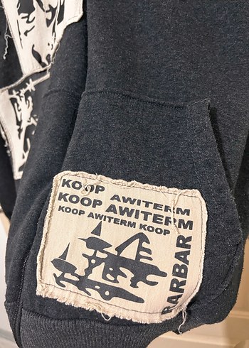 Kapüşonlu, Fermuarlı, Baskılı Gri Erkek Sweatshirt - Görsel 2