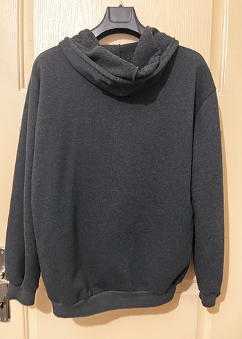 Kapüşonlu, Fermuarlı, Baskılı Gri Erkek Sweatshirt - Görsel 4