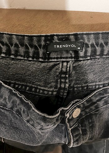 Gri Bol Kesim Kadın Kot Pantolon - Görsel 3