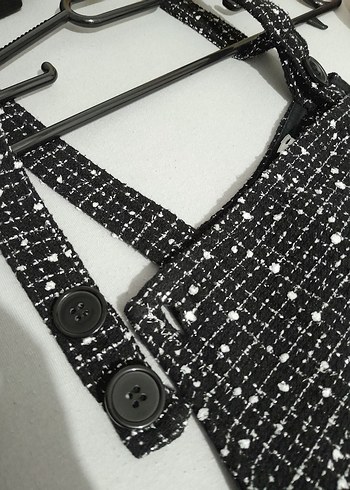 Kadın Siyah Mini Salopet Elbise - Görsel 4