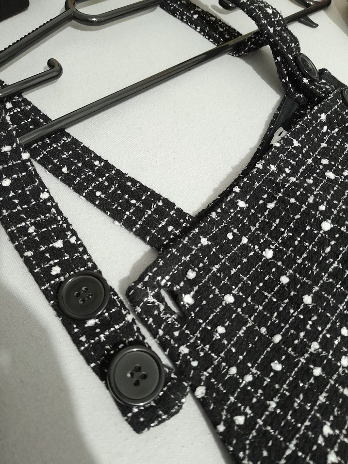 Kadın Siyah Mini Salopet Elbise - Görsel 4