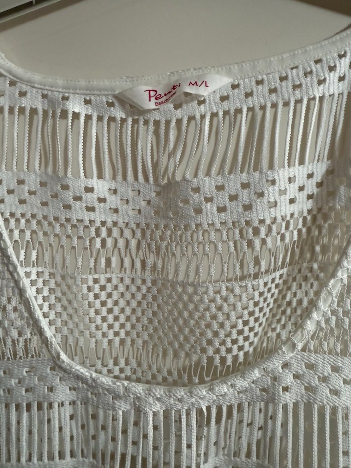 Dantel Detaylı Beyaz Uzun Örgü Elbise - Görsel 3