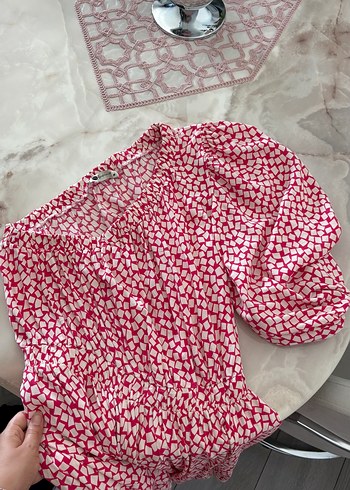 s Beden Pembe Tek Omuz Fırfırlı Mini Elbise