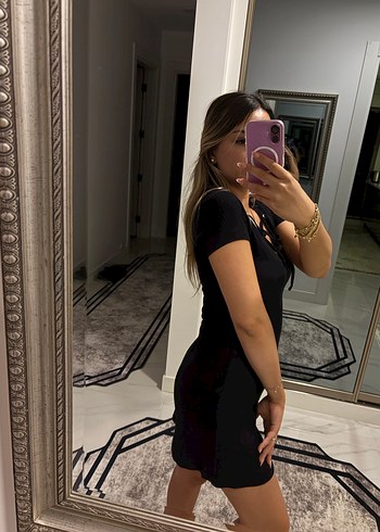 Diğer Siyah V Yaka Mini Elbise