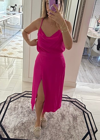 Pembe Uzun Askılı Salaş Elbise