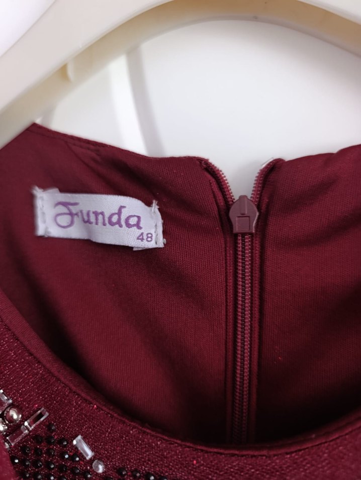 Uzun Bordo Kadın Elbise - Görsel 3