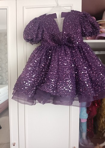 Mor Parlak Gotik Çocuk Elbisesi - Görsel 3