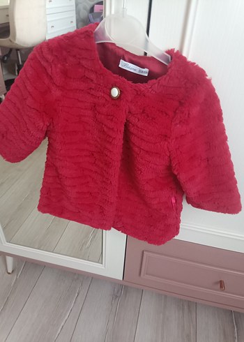 Bordo Kürk Detaylı Kız Çocuk Mont - Görsel 4