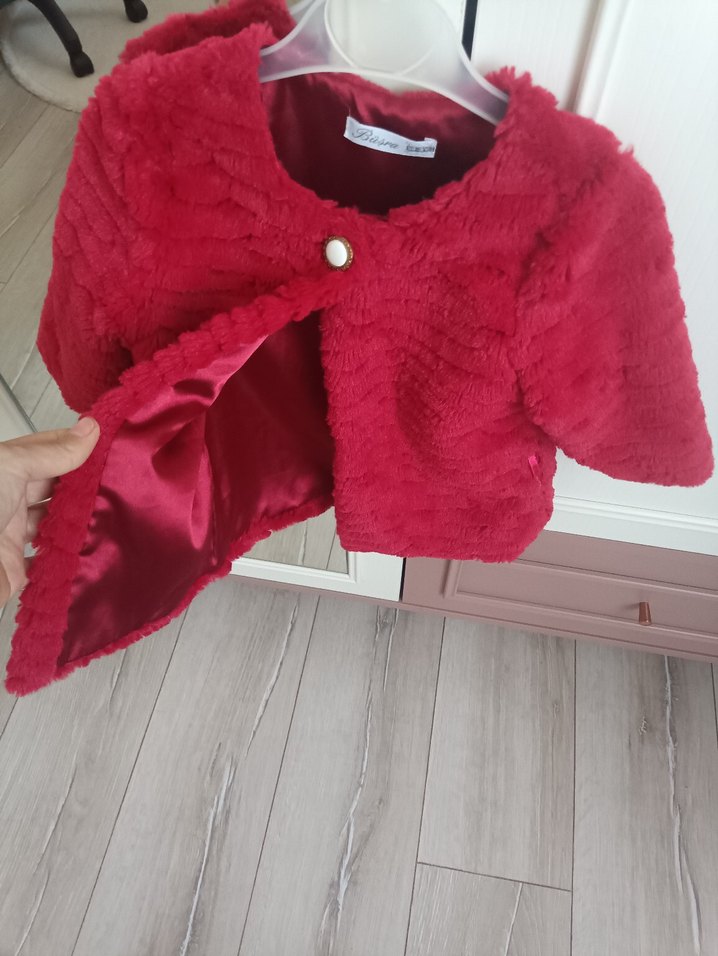 Bordo Kürk Detaylı Kız Çocuk Mont - Görsel 3