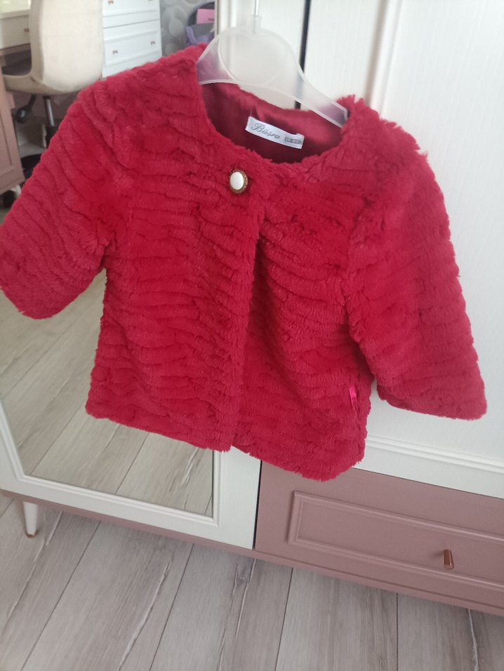 Bordo Kürk Detaylı Kız Çocuk Mont - Görsel 4