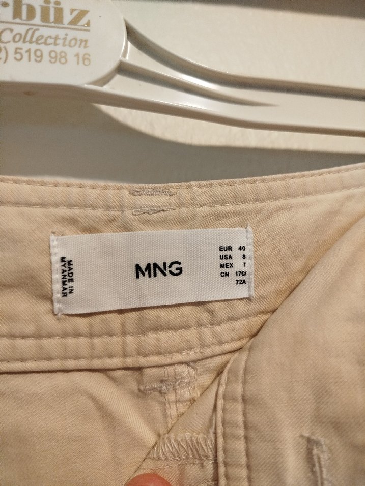 Bej Rahat Kesim Midi Kadın Keten Pantolon - Görsel 4