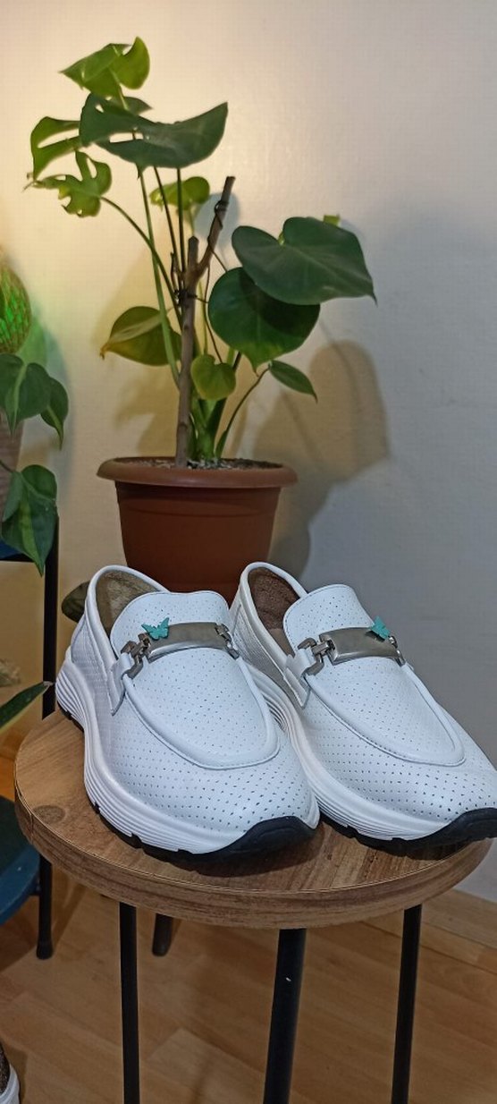 Erkek Beyaz Bağcıklı Günlük Sneakers - Görsel 2