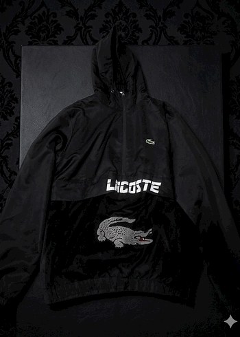 Lacoste Siyah Kapusonlu Hafif Ceket