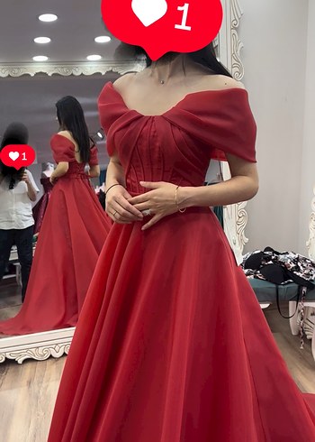 Kırmızı Drapeli kına elbisesi narin moda