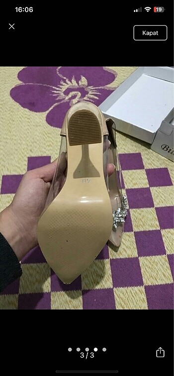 40 Beden ten rengi Renk Taşlı şeffaf ayakkabı
