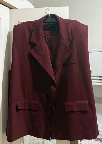 Bordo Kolsuz Midi Blazer