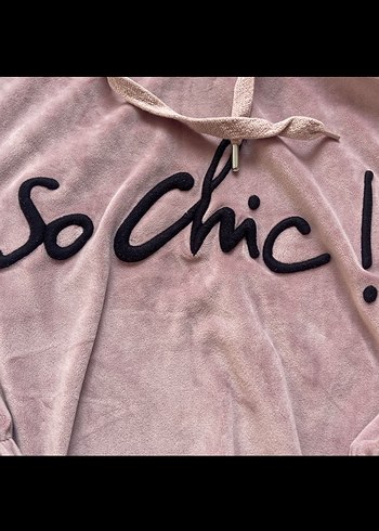 Pembe Nakışlı Kadın Süet Sweatshirt - Görsel 3