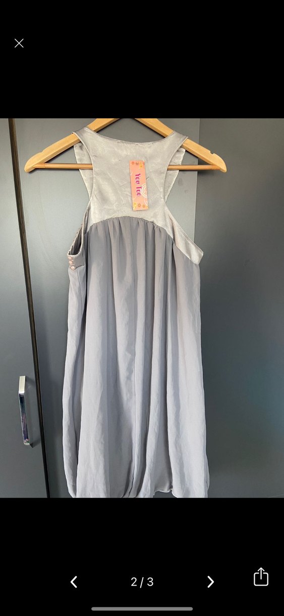 Bohem Gri Midi Straplez Elbise - Görsel 2